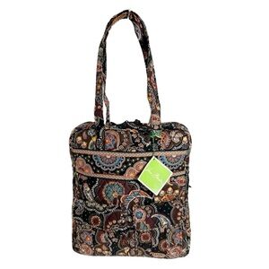 Vera Bradley Quilted Cotton Tall Zip Tote Bag Kensington Pattern Top Handles
